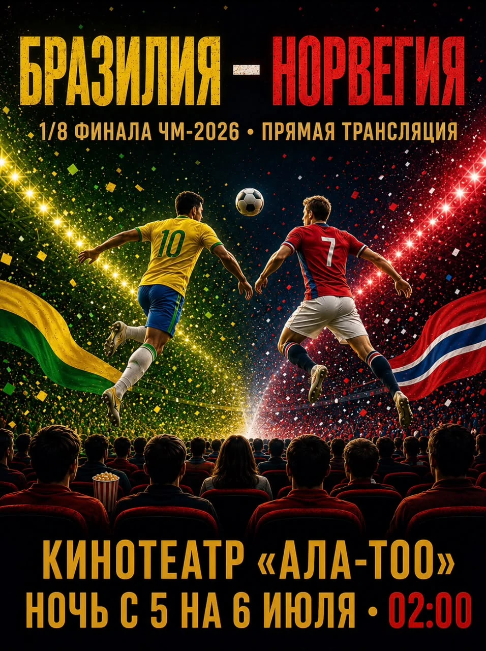 Чемпионат мира по футболу 2026. 1/8 финала: Бразилия – Норвегия